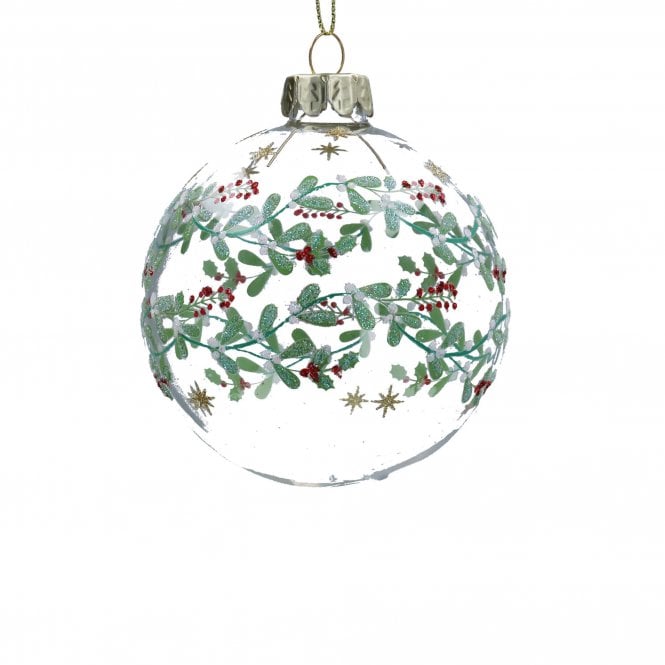 Gisela Graham Mistletoe Garland Clear Glass Bauble