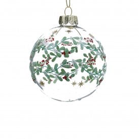 Mistletoe Garland Clear Glass Bauble