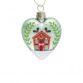 Pale Green Alpine Heart Shaped Matte Glass Bauble