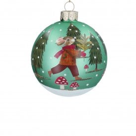 Plaid Mouse Light Green Glass Bauble