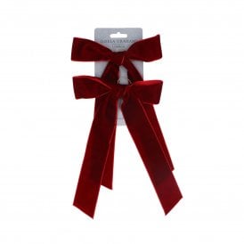 Plum Velvet Bow Hanging Decoration Pack of Two