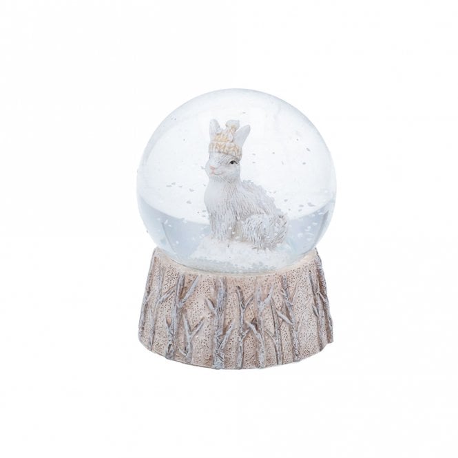 Gisela Graham Rabbit with Woolly Hat Snow Globe
