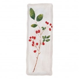 Red Berries Ceramic Rectangular Plate