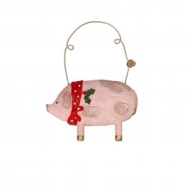 Resin Pig with Scarf Hanging Decoration