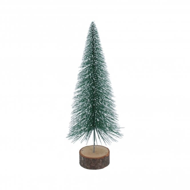 Gisela Graham Snowy Green Bristle Tree On Log Decoration