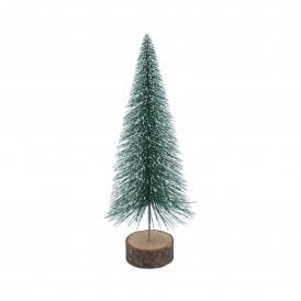 Snowy Green Bristle Tree On Log Decoration