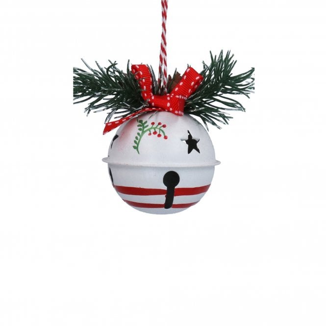Gisela Graham White Sleigh Bell Metal Hanging Decoration