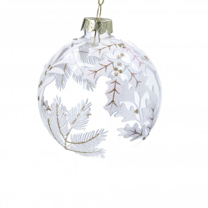 Gisela Graham Winter Spray Clear Glass Bauble