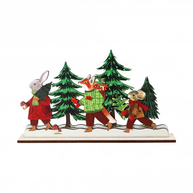 Gisela Graham Woodland Scene Wooden Ornament
