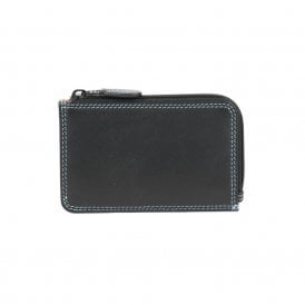 Ladies Leather Credit Card Holder & Coin Purse - Black Tropical