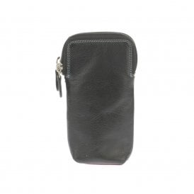 Ladies Leather Double Zip Glasses Case - Black Tropical