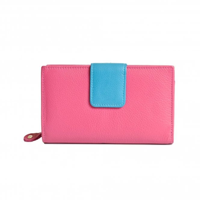 Golunski Ladies Leather Medium Wallet Purse - Fuchsia & Turquoise