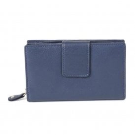 Ladies Leather Medium Wallet Purse - Navy