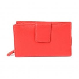 Ladies Leather Medium Wallet Purse - Red
