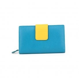 Ladies Leather Turquoise & Yellow Db Multi Wallet Purse