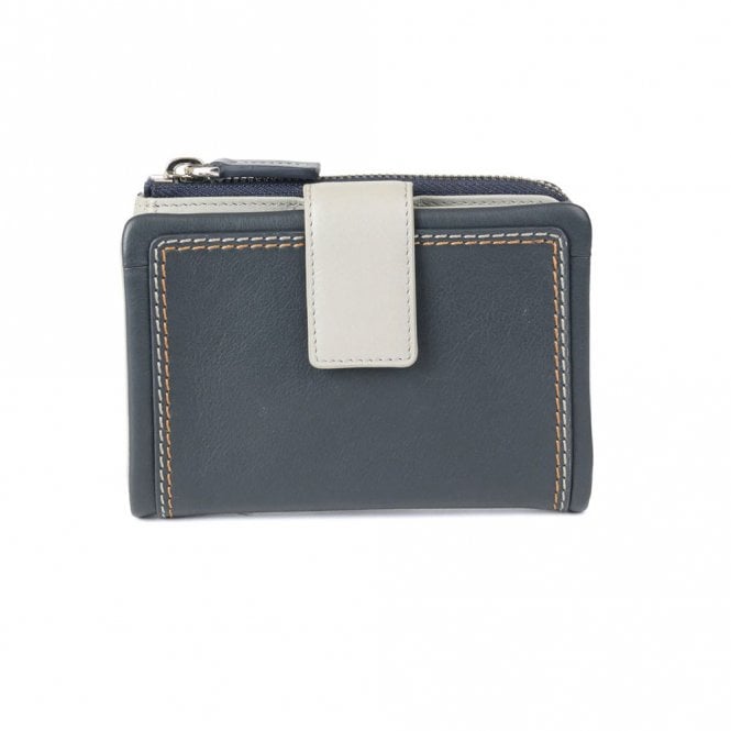 Golunski Ladies Leather Zip Wallet Purse - Navy and Ice
