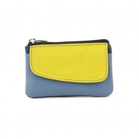Ladies Nappa Leather Yellow & Blue Coin Purse