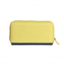 Ladies Zip Wallet Purse - Lime & Navy