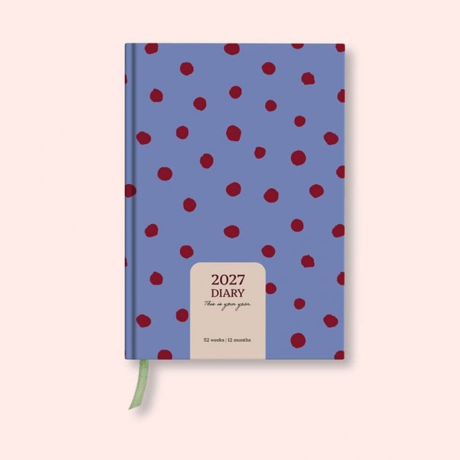 Good Tuesday Purple Polka Dot A5 Hardcover Week to View 2027 Diary