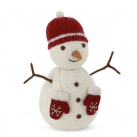 Big Snowman with Red Hat & Mittens Standing Decoration