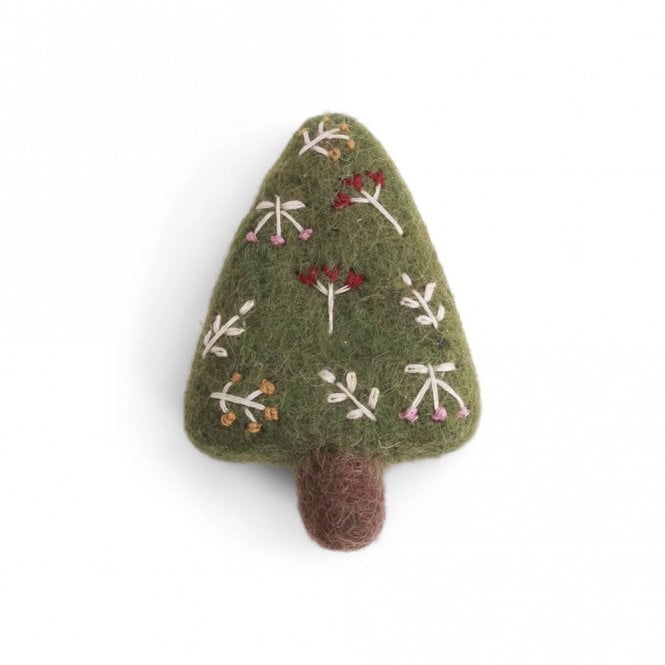 Gry & Sif Christmas Tree with Embroidery Small Hanging Decoration