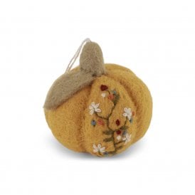 Embroidered Yellow Pumpkin Hanging Decoration