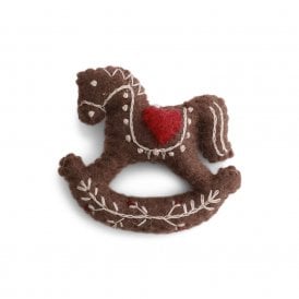 Gingerbread Rocking Horse with Embroidery Hanging Decoration