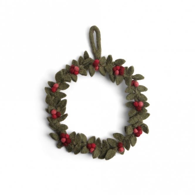 Gry & Sif Green with Berries Wreath Hanging Decoration