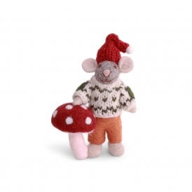 Grey Boy Mouse with Mushroom - Small