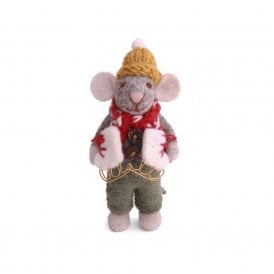 Grey Boy Mouse with Waistcoat & Ice Skates - Small
