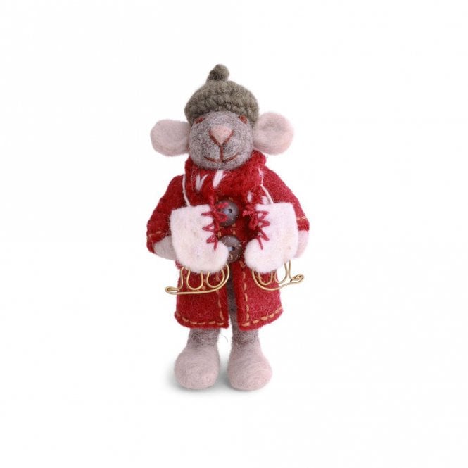 Gry & Sif Grey Girly Mouse with Coat & Ice Skates - Small
