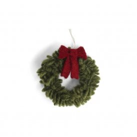 Mini Wreath with Red Bow Hanging Decoration