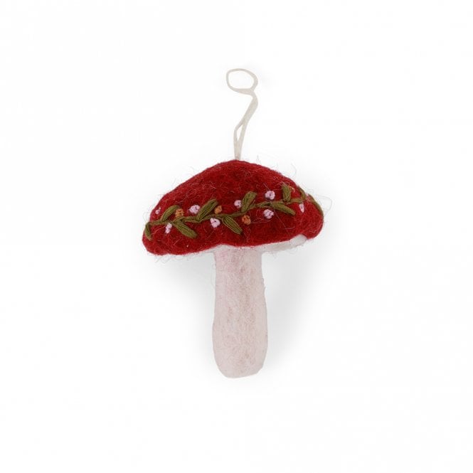 Gry & Sif Mushroom with Embroidery Big Hanging Decoration