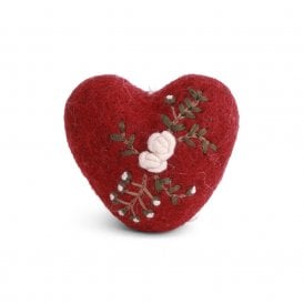 Red Heart with Branch Embroidery Hanging Decoration