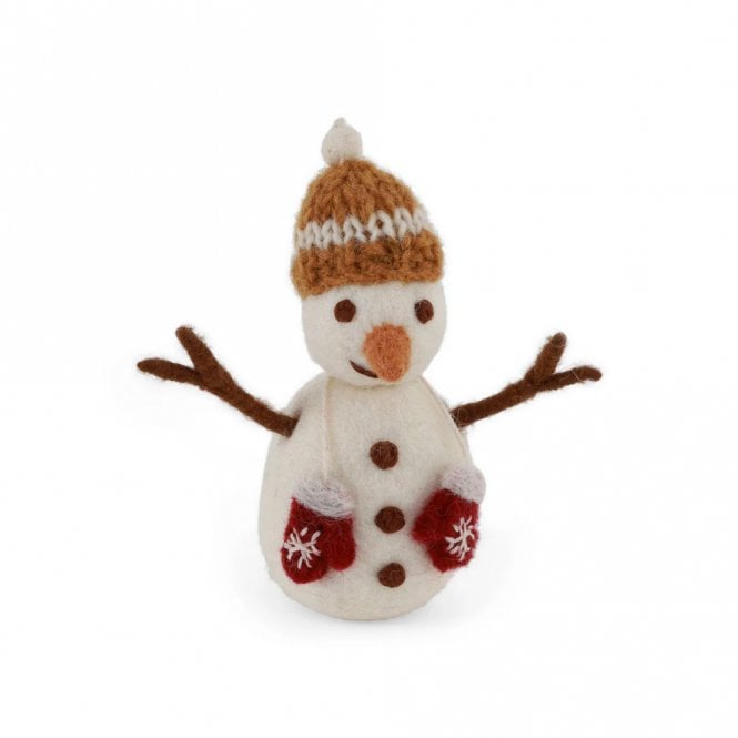 Gry & Sif Snowman with Ochre Hat & Mittens Standing Decoration
