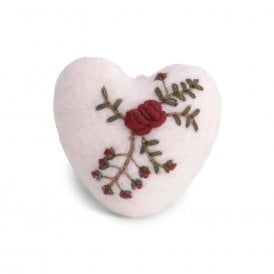 White Heart with Branch Embroidery Hanging Decoration