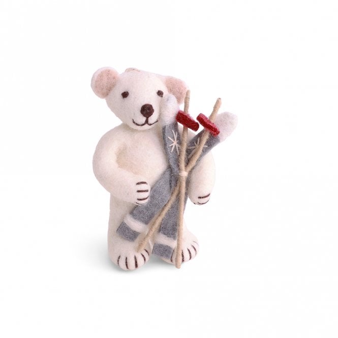 Gry & Sif White Polar Bear with Skis - Small