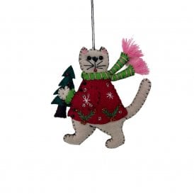 Cat with Red Coat Hanging Decoration
