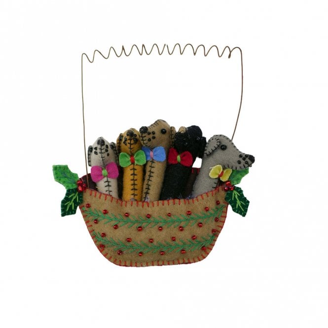 Heishan Tony Gift Co Dogs In Basket Fabric Hanging Decoration