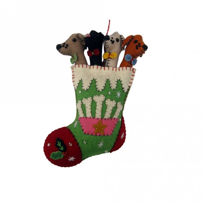Heishan Tony Gift Co Four Dogs in Stocking Hanging Decoration