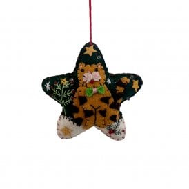 Star with Ginger Cat Hanging Decoration