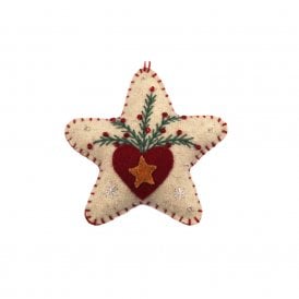 Star with Heart & Berries Hanging Decoration