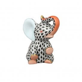 Baby Elephant Figurine - Black & Rust