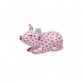 Little Lying Pig Figurine - Raspberry
