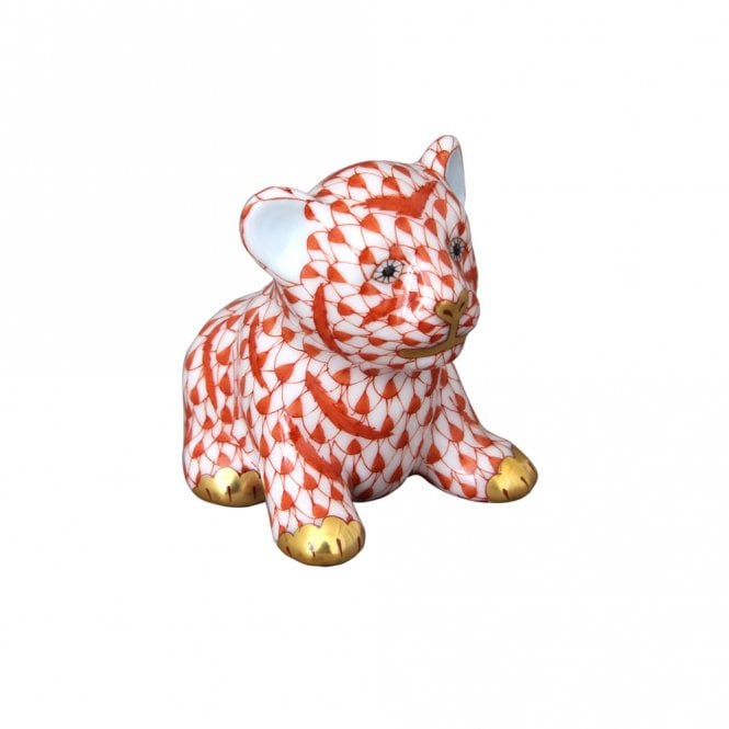 Herend Porcelain Little Tiger Cub Figurine - Rust