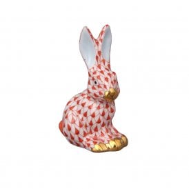 Miniature Sitting Rabbit Figurine - Rust
