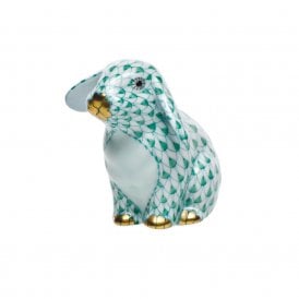 Sitting Lop Ear Bunny Figurine - Green