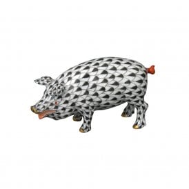 Standing Pig Figurine - Black & White
