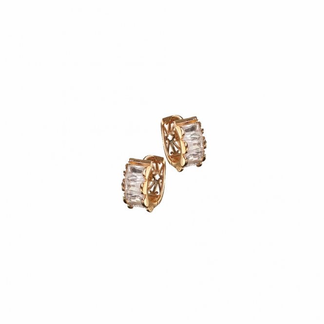 Hot Tomato Bagette Cut Clear Crystal Hoop Earrings