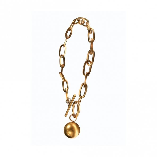Hot Tomato Ball & Chain Fob Gold Plated Bracelet